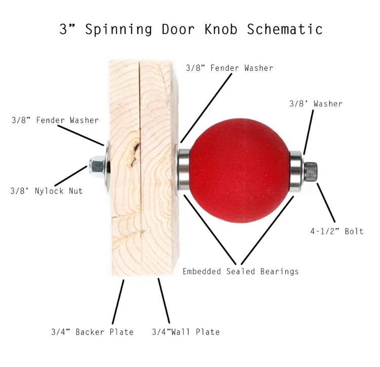 Picture of 3.0" Single Spinning Door Knob (7/16" Washer)