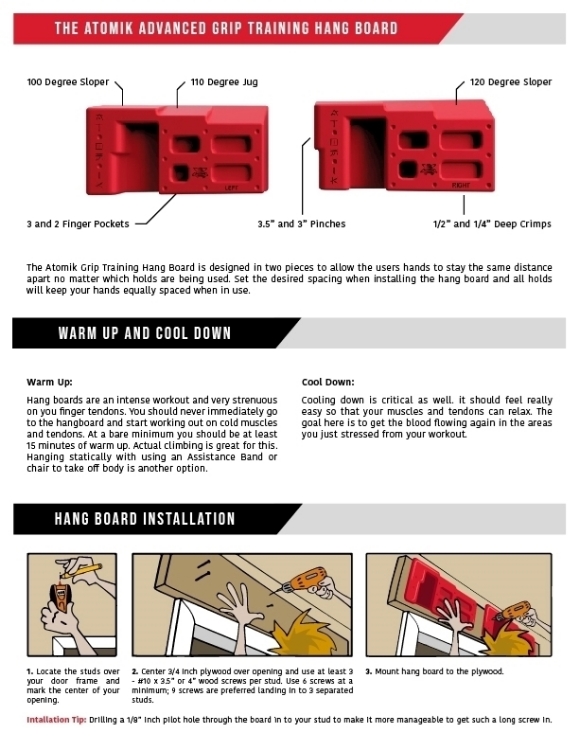 Picture of Atomik Grip Training HangBoard (2 Row)(Two pieces)