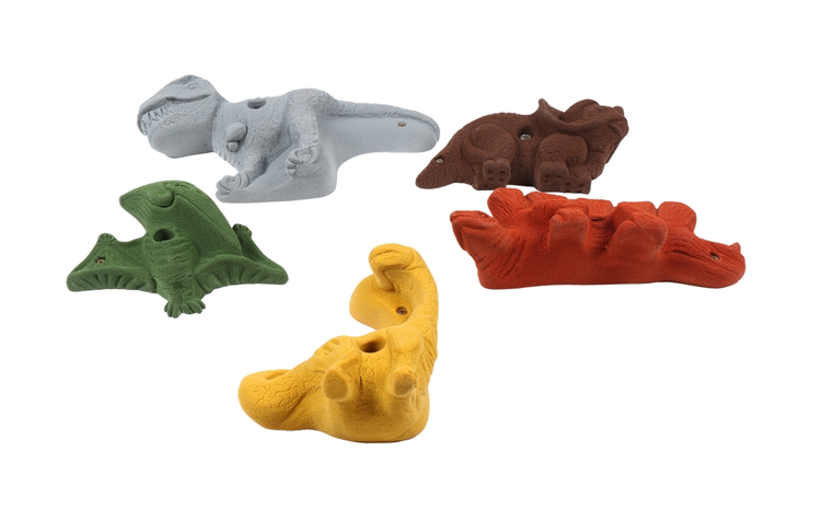 5 Pack Dinosaurs l Bolt-on Rock Climbing Holds l Assorted Earth Tones 