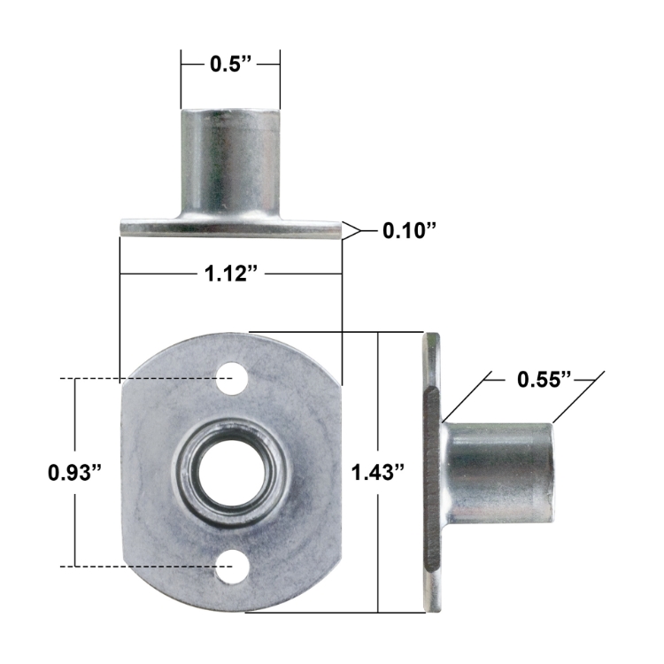 Picture of T-nut Industrial RECTANGULAR Base (Zinc)