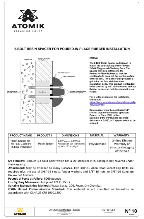 Picture of Resin Spacer for Contractor Grade 2 Bolt PIP Rubber Installation (One Piece Only)